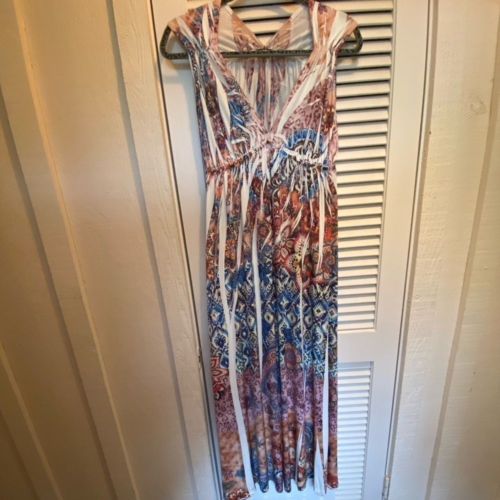 Apt 9 deep v neck‎ illusion sleeveless maxi dress